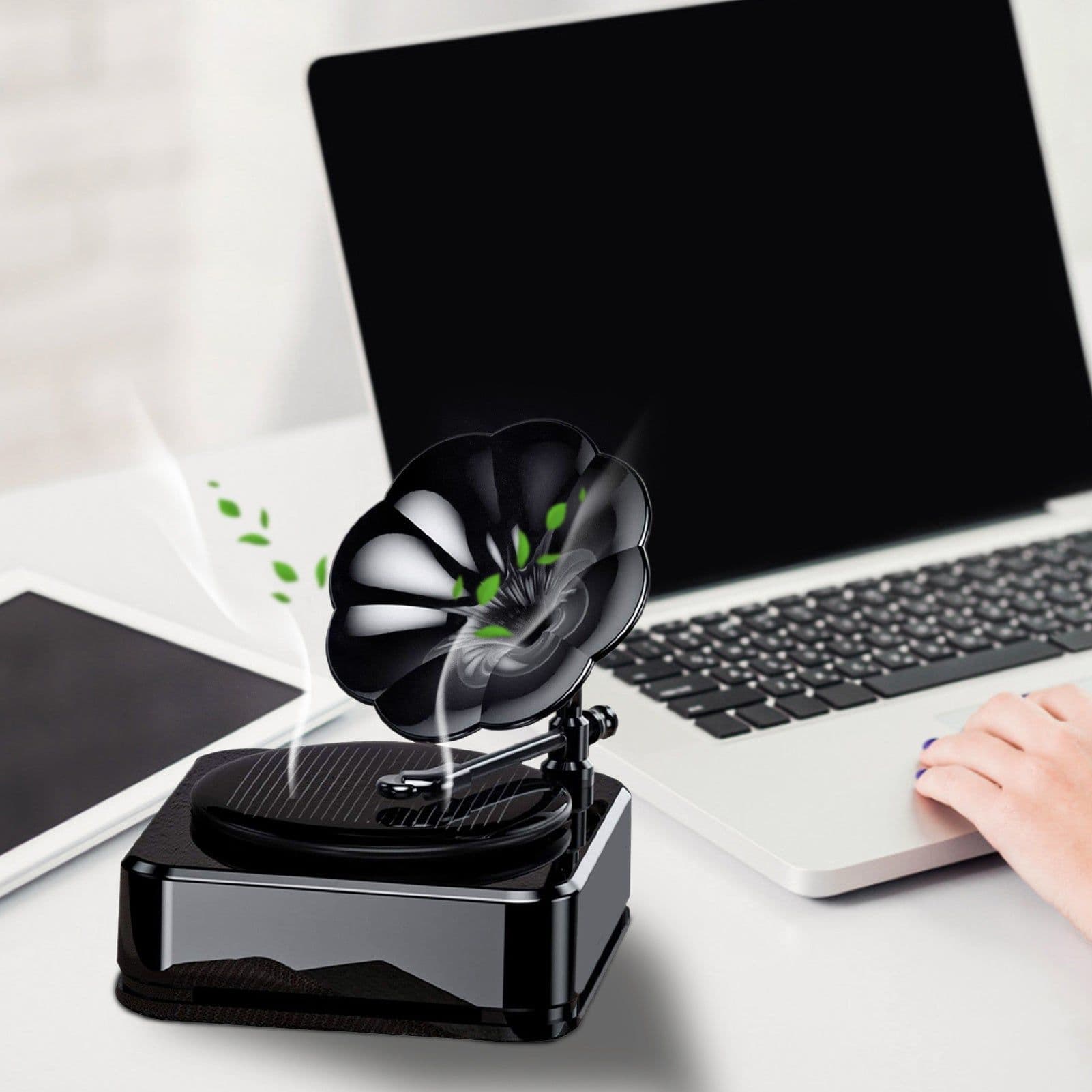 image-Car Record Player Aromatherapy Ornaments Retro Windmill Perfume Car Decoration Supplies
