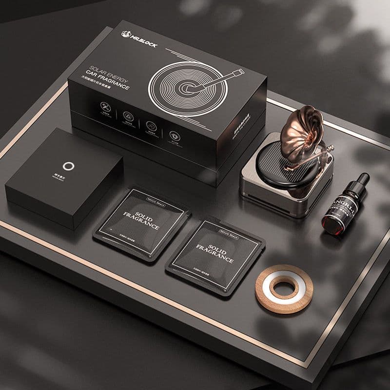 image-Car Record Player Aromatherapy Ornaments Retro Windmill Perfume Car Decoration Supplies