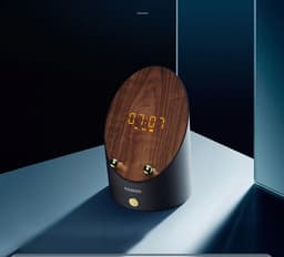 image-Wooden Speaker Smart Induction Speaker Phone Holder Portable Mini Desktop Wireless Alarm Clock Bluetooth Speaker