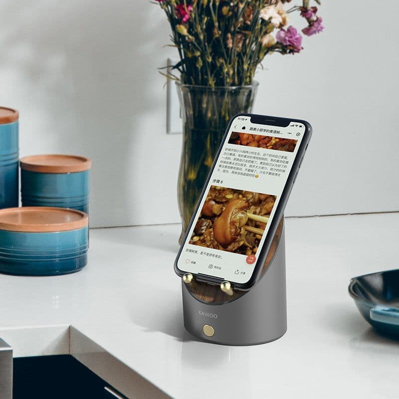 image-Wooden Speaker Smart Induction Speaker Phone Holder Portable Mini Desktop Wireless Alarm Clock Bluetooth Speaker