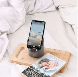 image-Wooden Speaker Smart Induction Speaker Phone Holder Portable Mini Desktop Wireless Alarm Clock Bluetooth Speaker