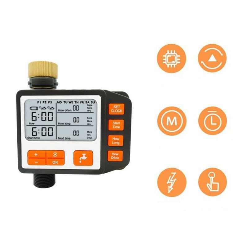 image-Garden Watering Timer Outdoor Automatic Electronic Watering Timer Irrigation Water Timeing Controller System