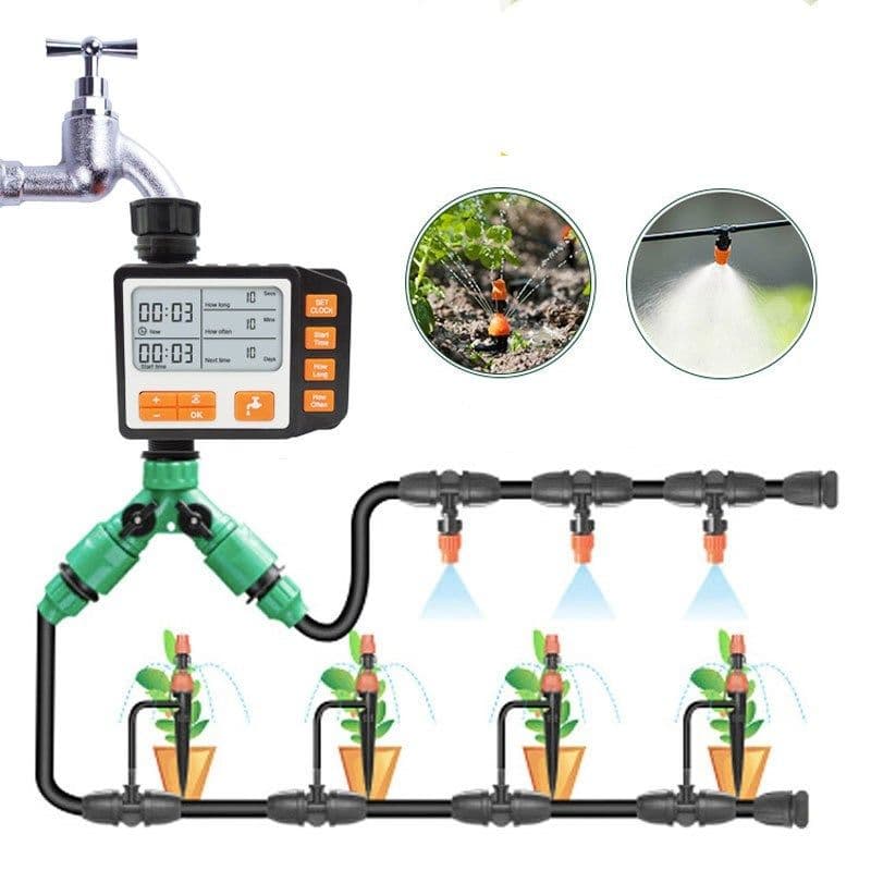 image-Garden Watering Timer Outdoor Automatic Electronic Watering Timer Irrigation Water Timeing Controller System