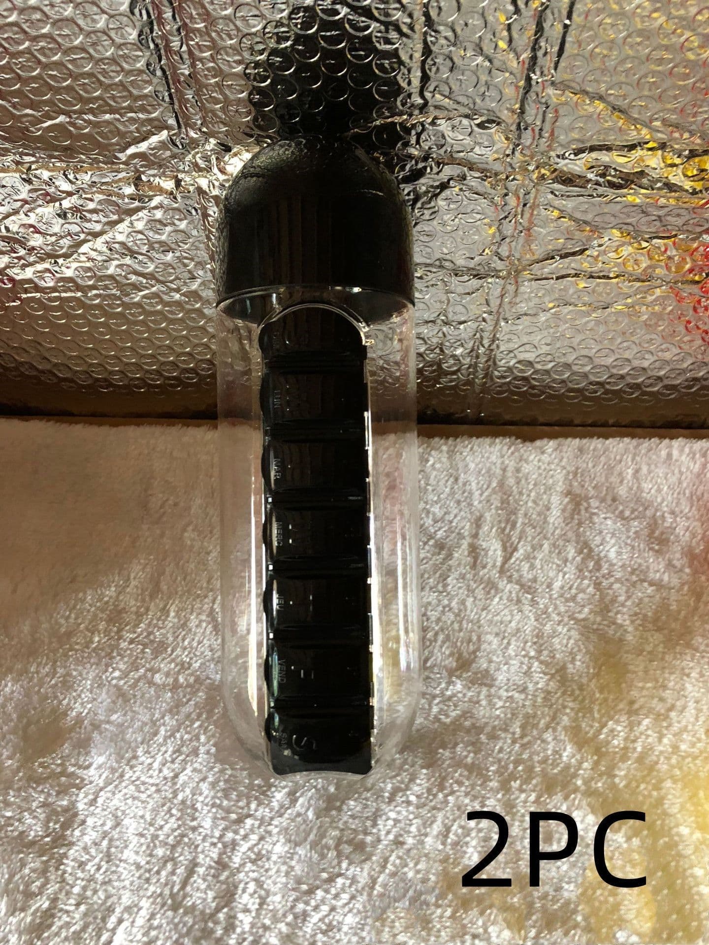 image-Water Bottle With Pillbox Plastic Drink Bottle With Medicine Pills Box Travel 7 Days Drug Organizer Drinking Container
