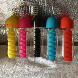 image-Water Bottle With Pillbox Plastic Drink Bottle With Medicine Pills Box Travel 7 Days Drug Organizer Drinking Container