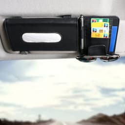 image-Creative Car Sun Visor Tissue Box With Invoice Folder Bill Clip Card Holder Car Hanging Sunroof Napkin Bag Card Slot