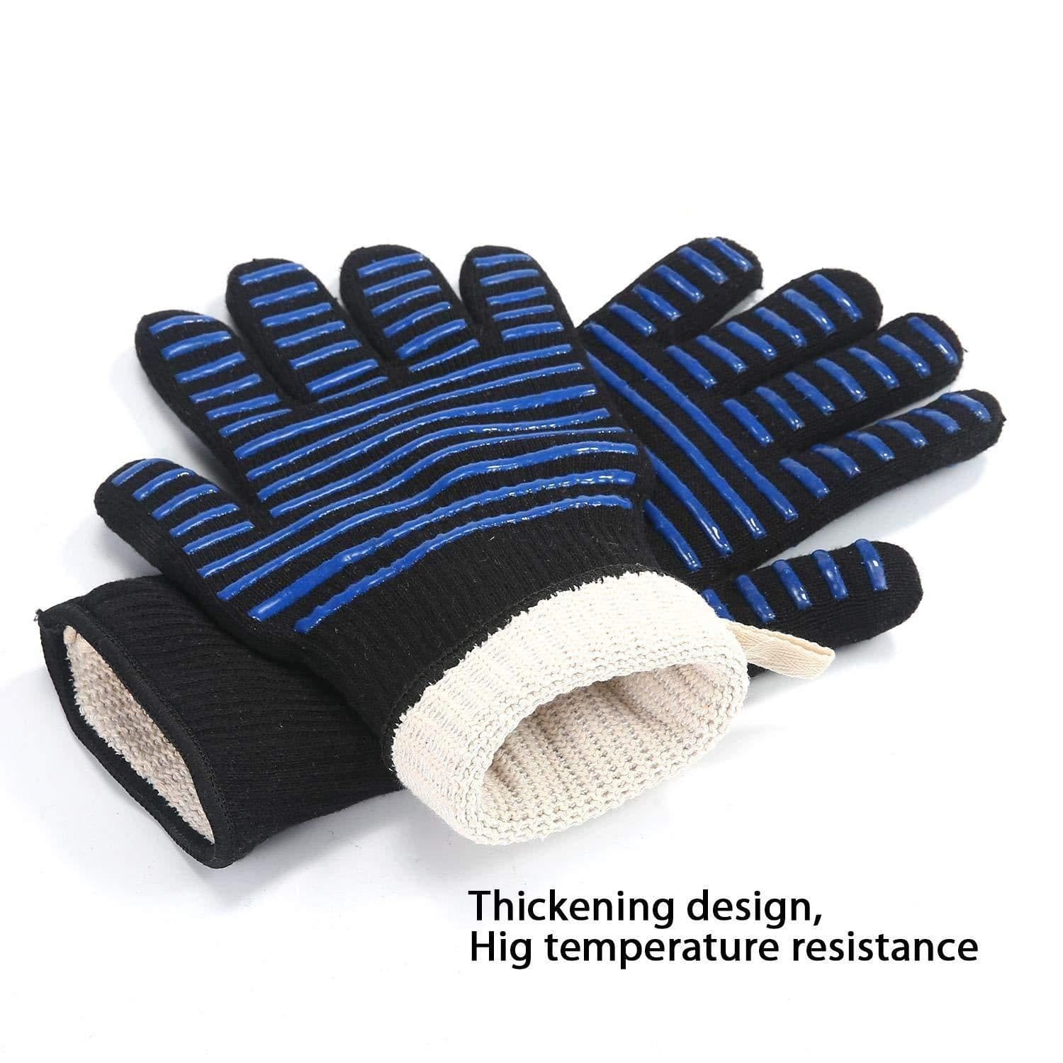 image-Fireproof BBQ Gloves - 800°F Heat Resistant Silicone