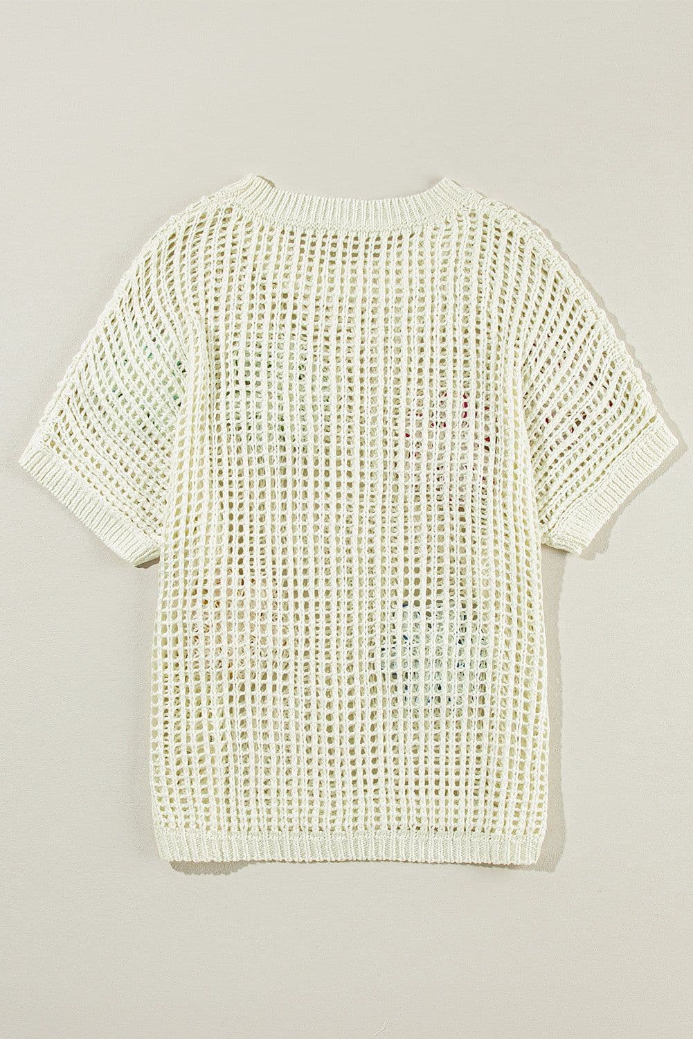 image-White Crochet Flower Hollow-out Sweater T-Shirt