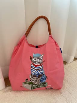 image-Japanese Painter Cat Embroidery Shopping Bag