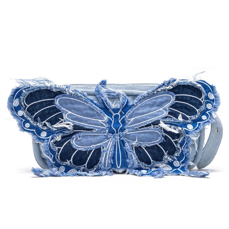 image-Original Design Butterfly Tassel Denim Wide Shoulder Strap Crossbody Bag