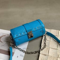 image-Sheepskin Cylinder Crossbody Chain Bag