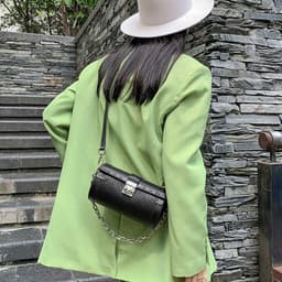 image-Sheepskin Cylinder Crossbody Chain Bag