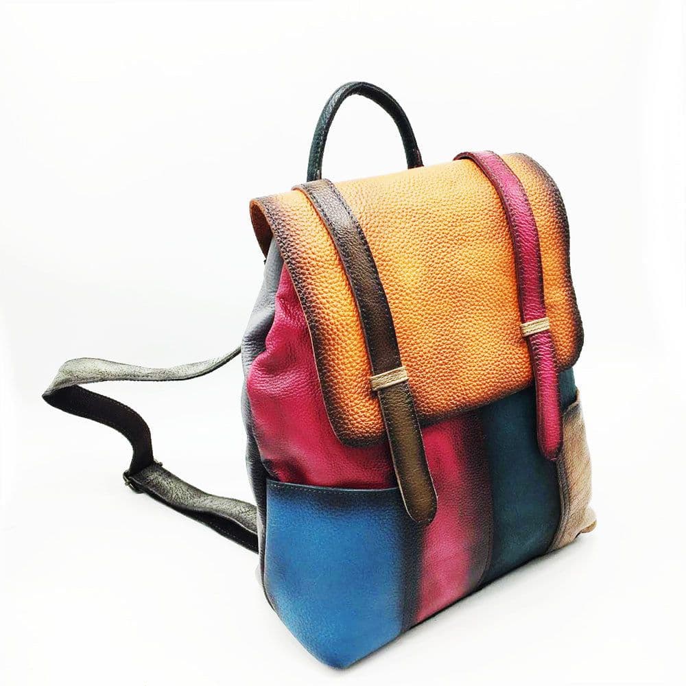 image-Casual First Layer Cowhide Retro Hand-rub Color Women's Bag