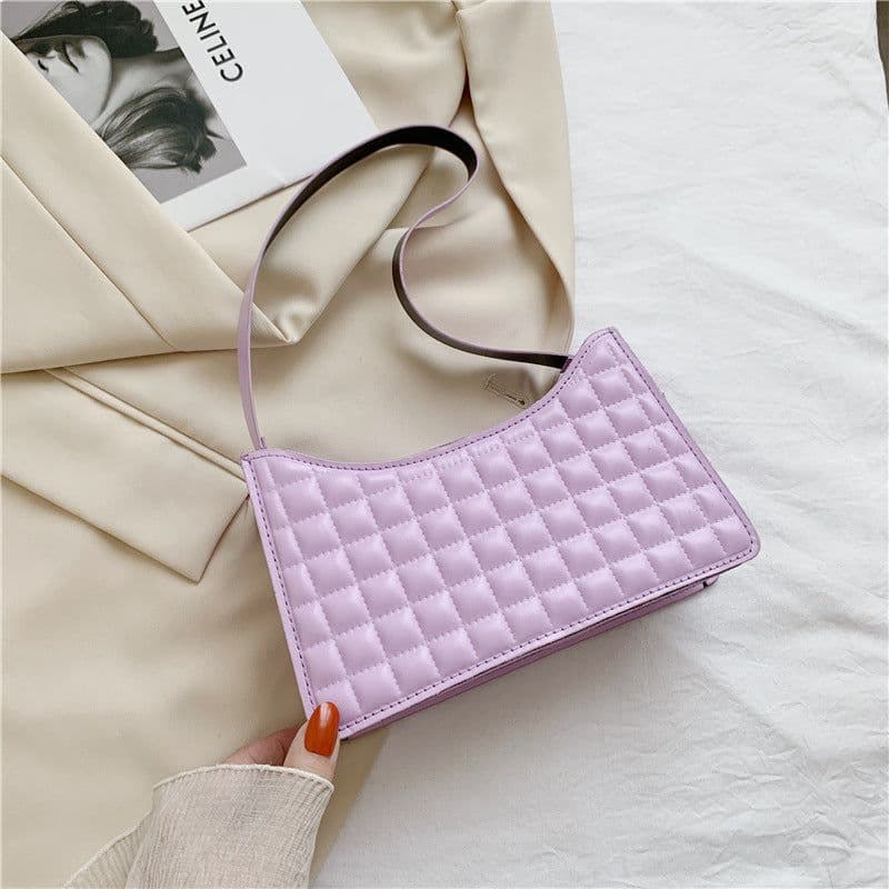 image-Elegant One-shoulder Diamond Pattern Bag Women