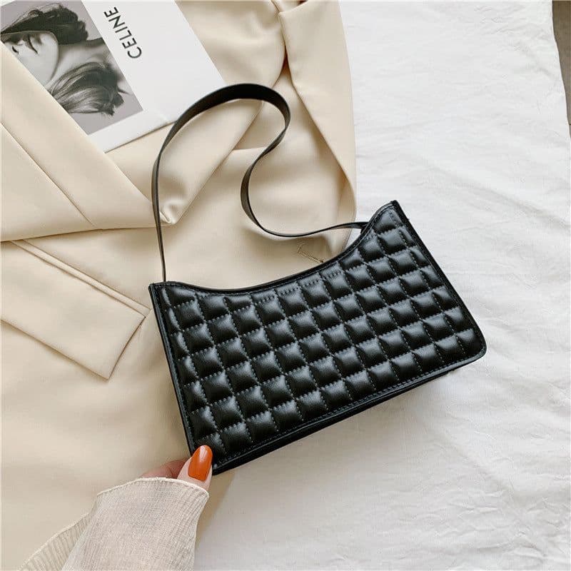 image-Elegant One-shoulder Diamond Pattern Bag Women