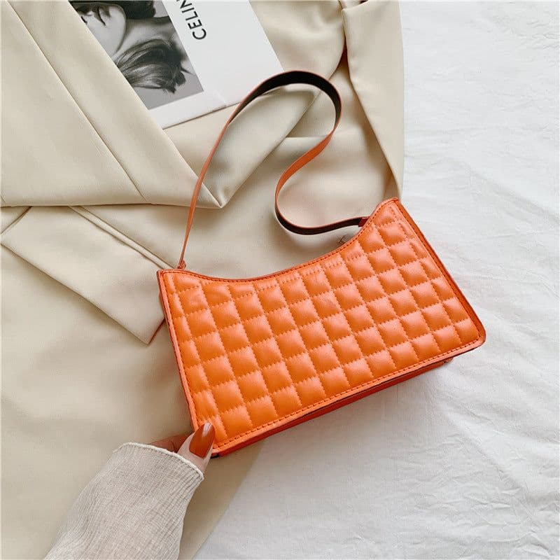 image-Elegant One-shoulder Diamond Pattern Bag Women