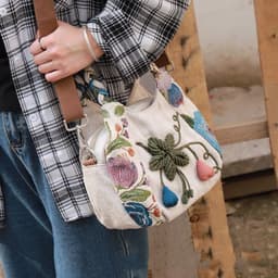 image-Ethnic Style Fabric Casual Portable Messenger Bag