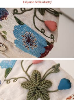 image-Ethnic Style Fabric Casual Portable Messenger Bag