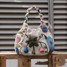 image-Ethnic Style Fabric Casual Portable Messenger Bag