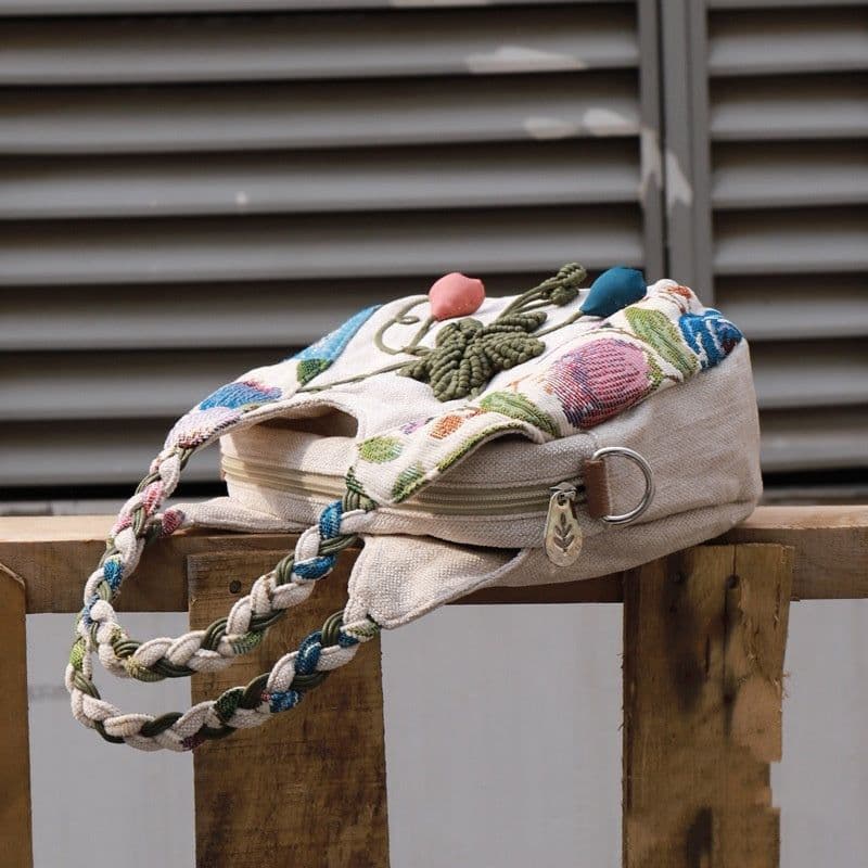 image-Ethnic Style Fabric Casual Portable Messenger Bag