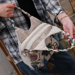 image-Ethnic Style Fabric Casual Portable Messenger Bag