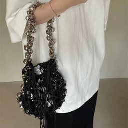 image-All-match Retro Dark Silver Bell Portable Shoulder Underarm Bag