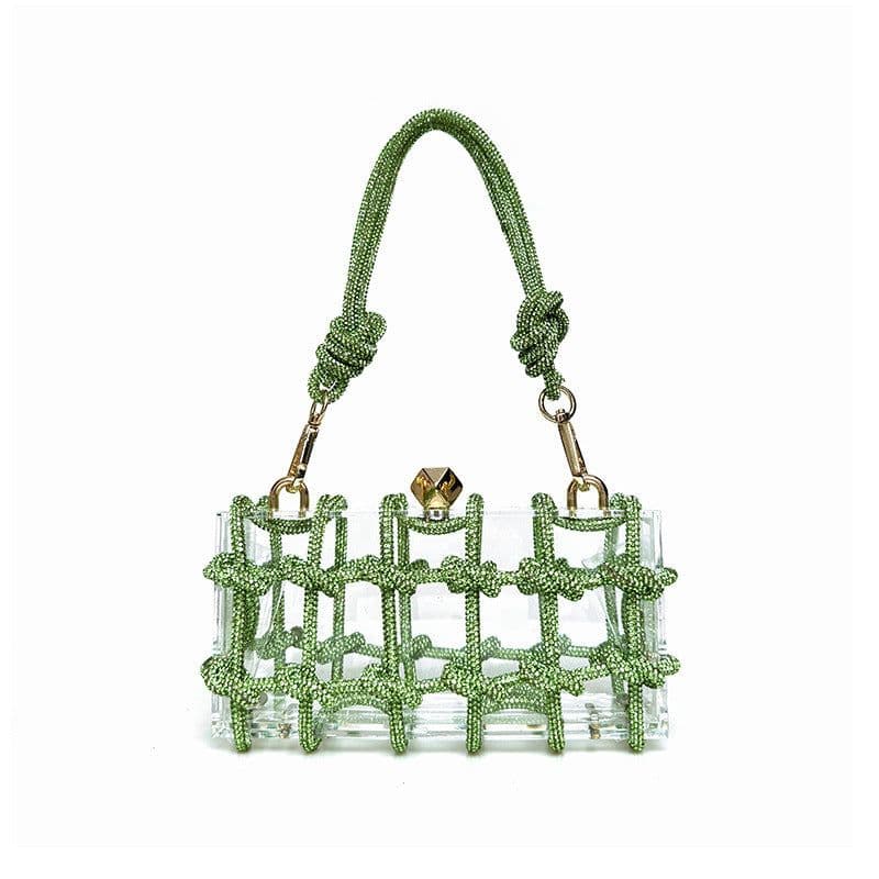 image-French Sweet Shiny Rhinestone Banquet Small Square Bag