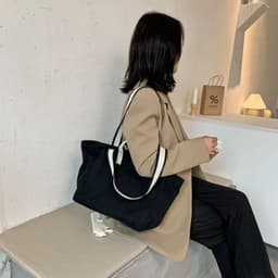 image-Waterproof Trendy Simple Fashion Large Capacity Portable Canvas Bag