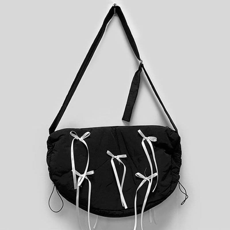 image-Bowknot Cotton-padded One-shoulder Women's Corssbody Bag