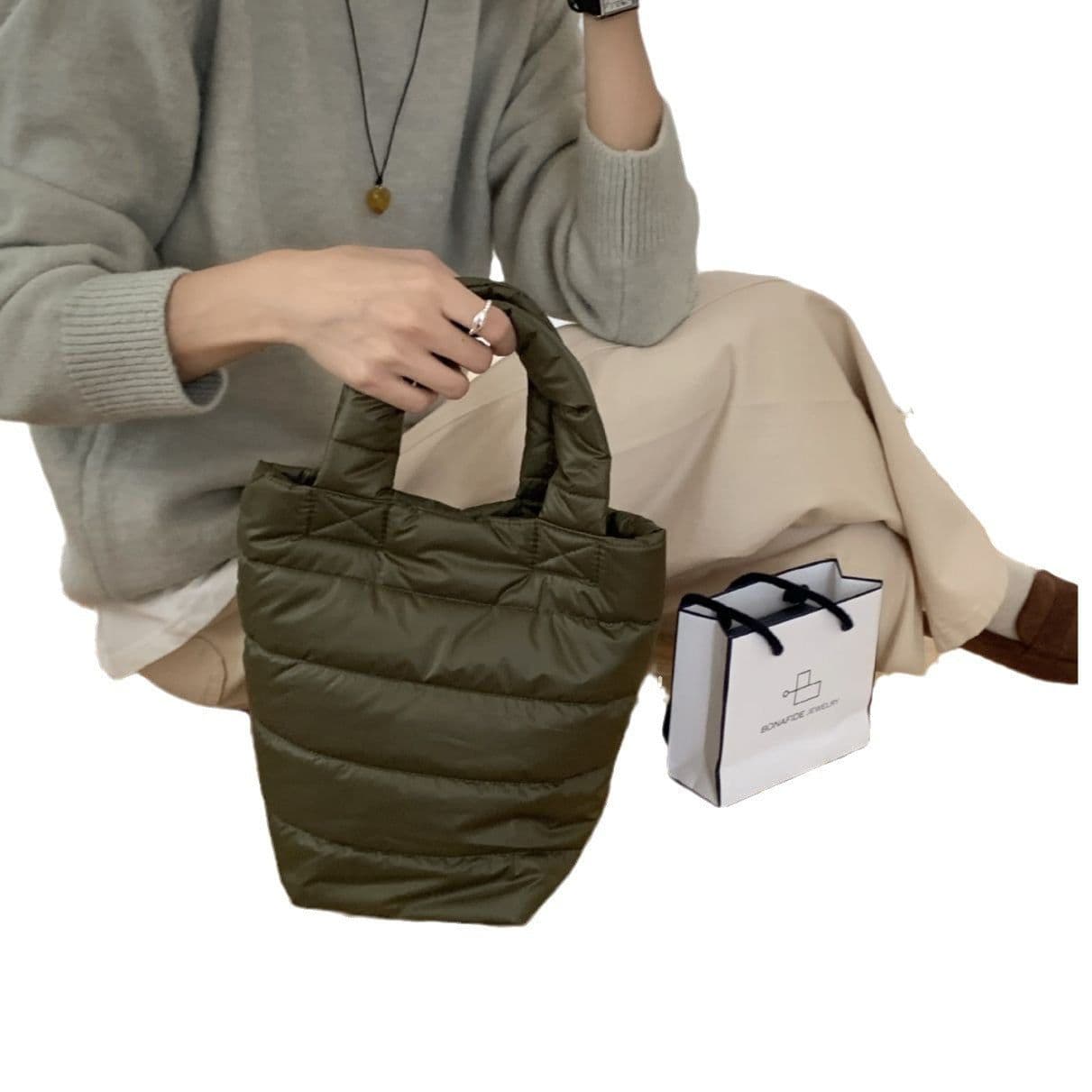 image-Autumn And Winter Cotton Filling Soft Handbag
