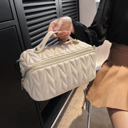 image-Portable High-grade Elastic Soft Surface Pillow Bag Travel Cosmetics Storage