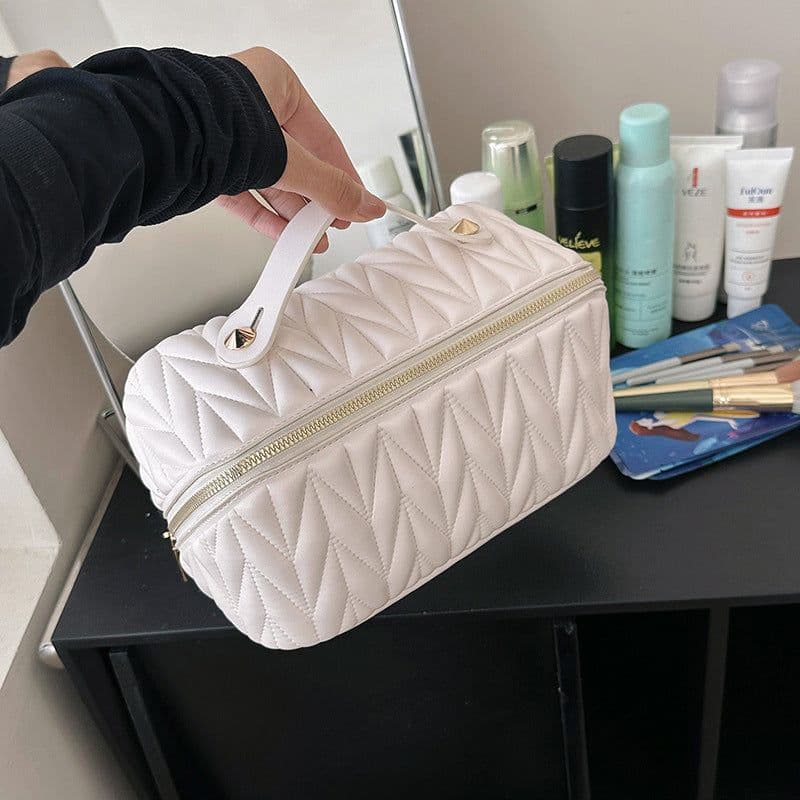 image-Portable High-grade Elastic Soft Surface Pillow Bag Travel Cosmetics Storage