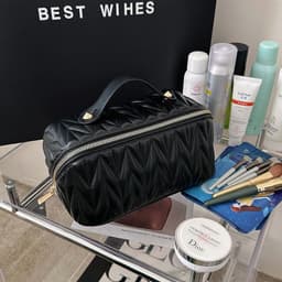 image-Portable High-grade Elastic Soft Surface Pillow Bag Travel Cosmetics Storage