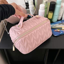 image-Portable High-grade Elastic Soft Surface Pillow Bag Travel Cosmetics Storage