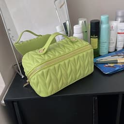 image-Portable High-grade Elastic Soft Surface Pillow Bag Travel Cosmetics Storage