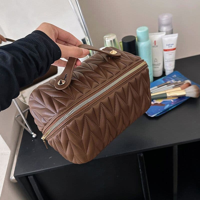 image-Portable High-grade Elastic Soft Surface Pillow Bag Travel Cosmetics Storage