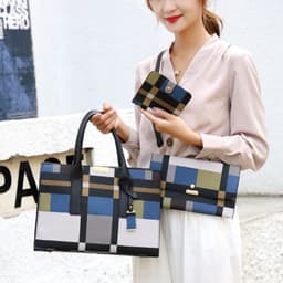 image-Korean Style Plaid Three-piece Messenger Bag