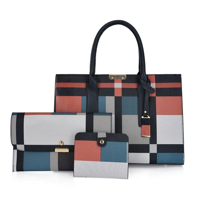 image-Korean Style Plaid Three-piece Messenger Bag