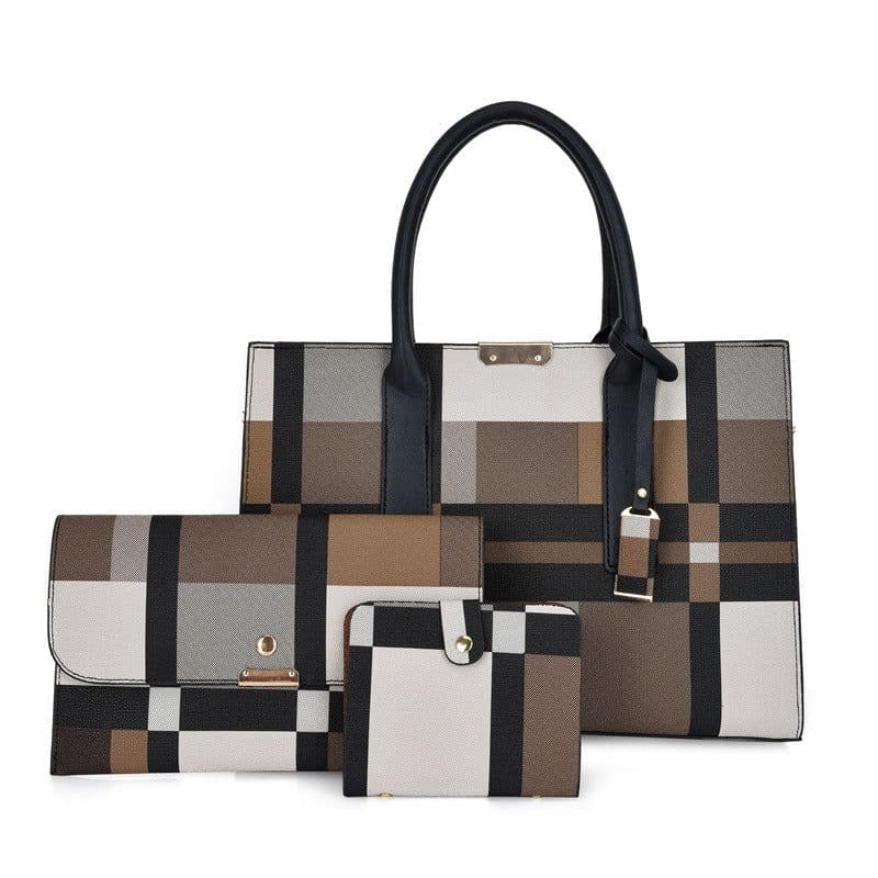 image-Korean Style Plaid Three-piece Messenger Bag