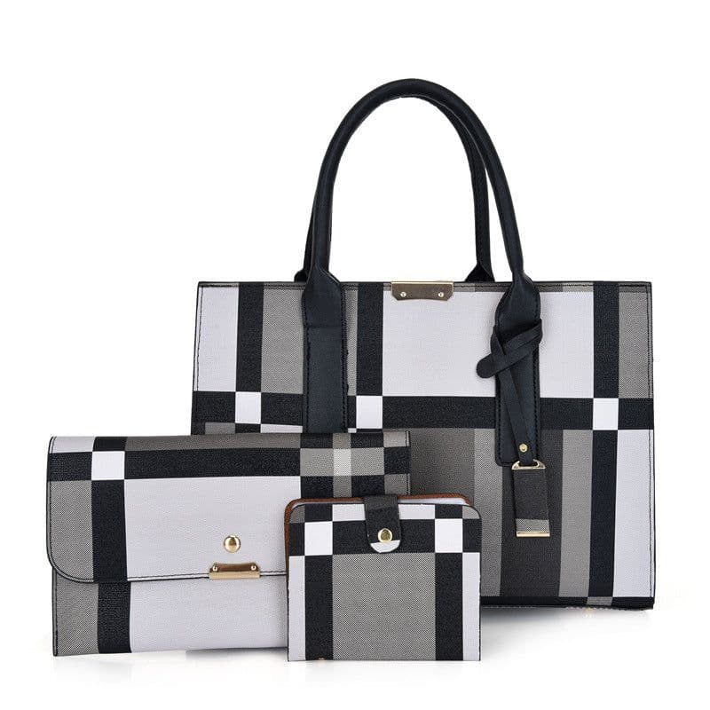 image-Korean Style Plaid Three-piece Messenger Bag