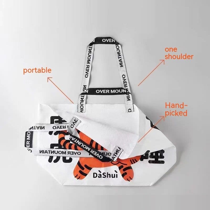 image-Movie Shopping Outdoor Travel Large Portable Snakeskin Woven Bag