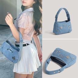 image-Retro Minority Design Small Handbag Summer New Metal XINGX Denim