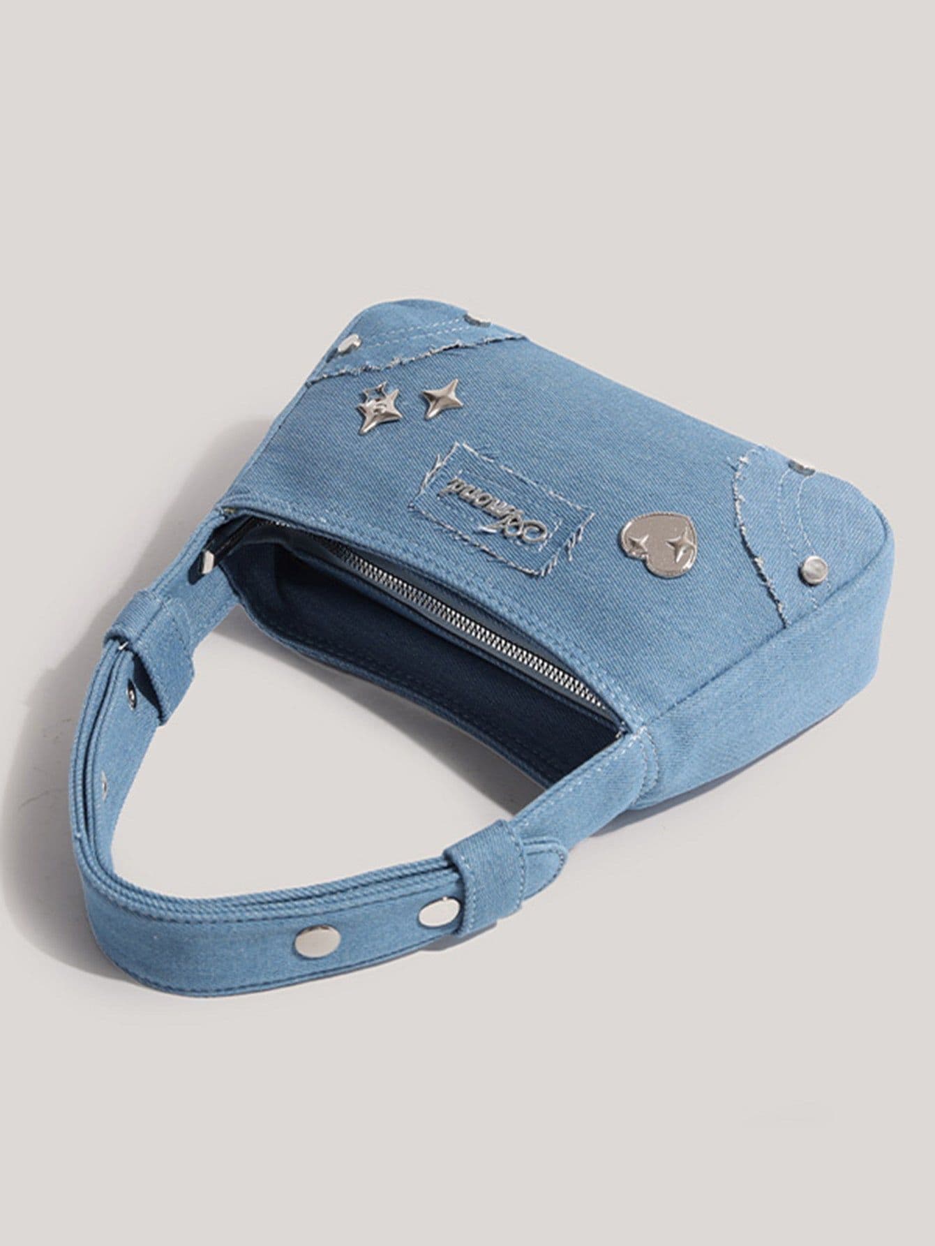 image-Retro Minority Design Small Handbag Summer New Metal XINGX Denim