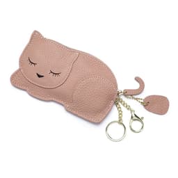image-Cat Ultra-thin Coin Purse Genuine Leather Internet Celebrity Key Bag