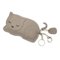 image-Cat Ultra-thin Coin Purse Genuine Leather Internet Celebrity Key Bag