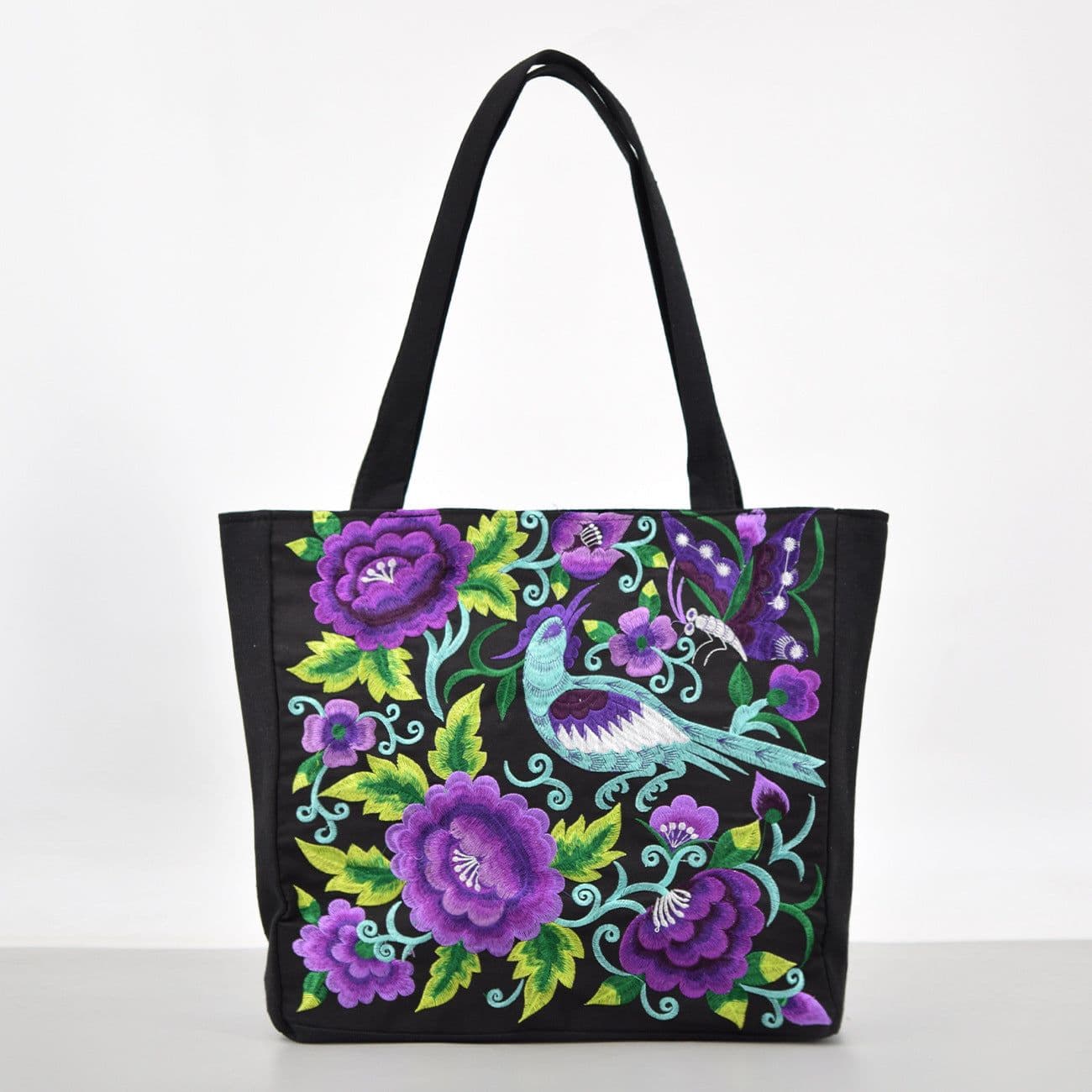 image-Ethnic Style Embroidered Shoulder Bag Large Capacity Portable Shopping Bag