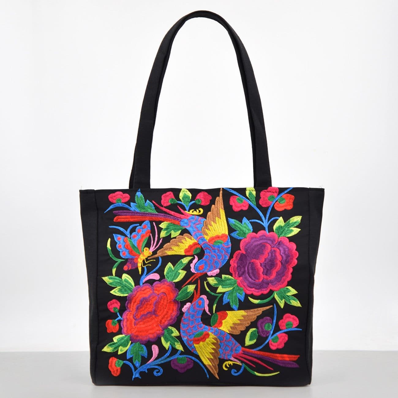 image-Ethnic Style Embroidered Shoulder Bag Large Capacity Portable Shopping Bag