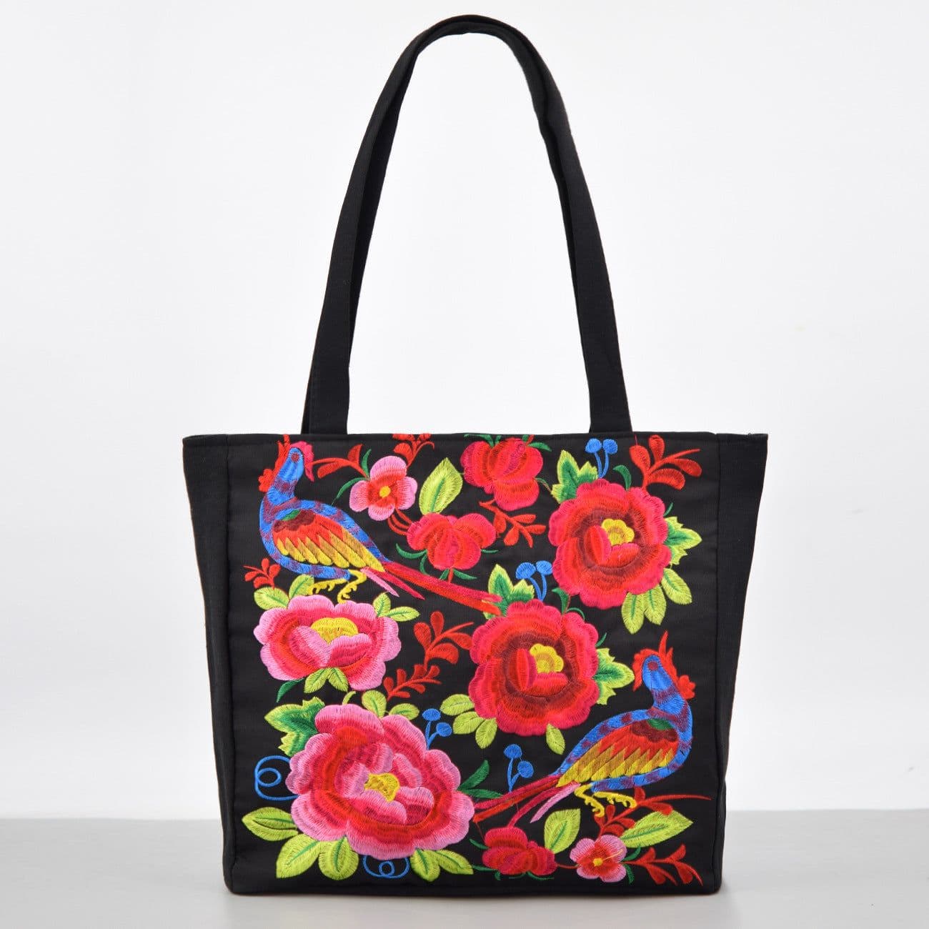 image-Ethnic Style Embroidered Shoulder Bag Large Capacity Portable Shopping Bag