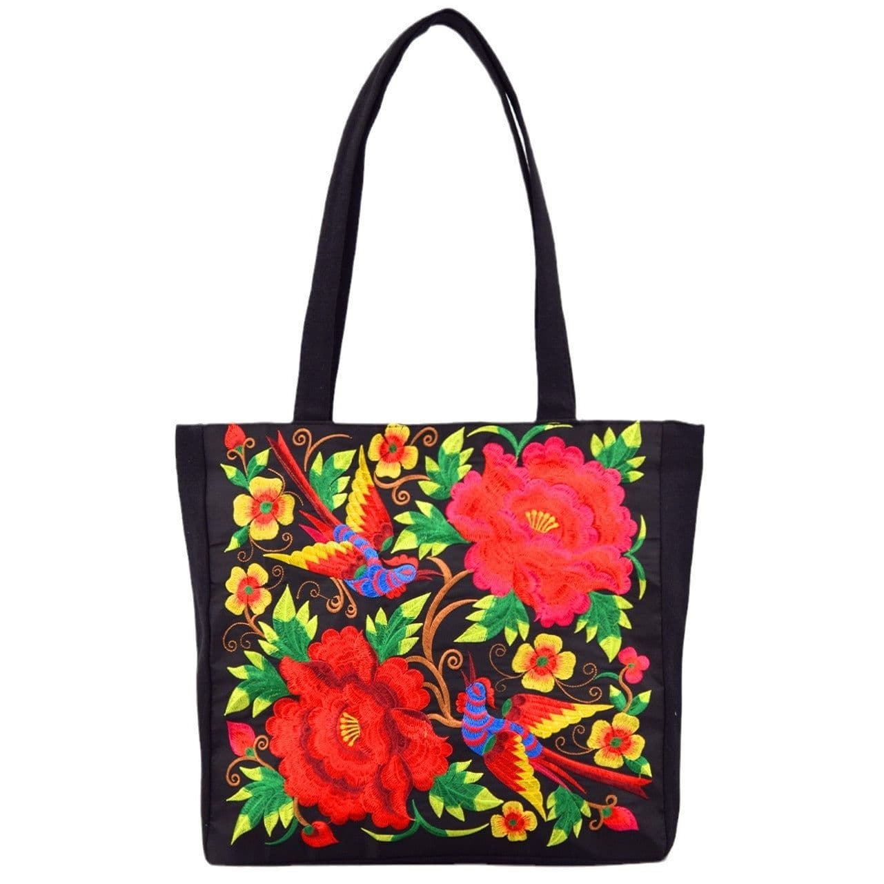 image-Ethnic Style Embroidered Shoulder Bag Large Capacity Portable Shopping Bag