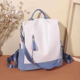 image-Women's Bag PU Soft Leather Textured Backpack Fashion Hong Kong Style Large Capacity